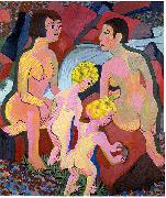 Ernst Ludwig Kirchner Bathing women and children painting